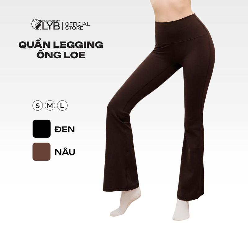 LYB - Quần legging dài nữ ống loe, quần legging cạp cao tập gym, yoga, chạy bộ, co giãn, thoáng mát