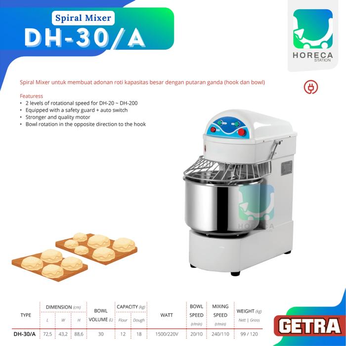 Mixer Roti Gatra Jual GETRA Spiral Mixer 30 Liter (Mixer Roti) DH-30/A / DH 30 A / DH ...
