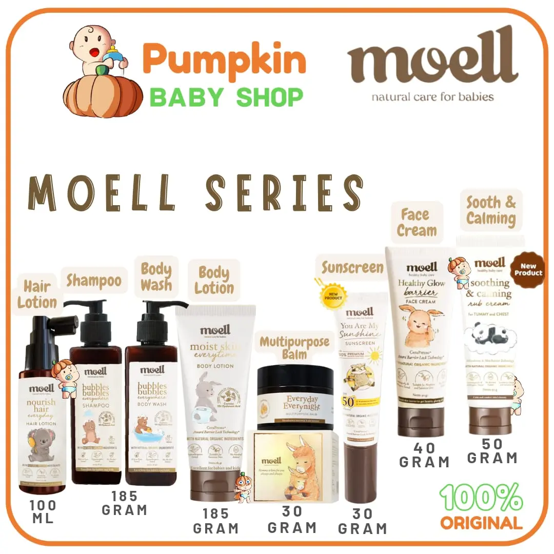 Moell Body Lotion - Hair Lotion - Shampoo - Body Wash - Multipurpose Balm Perawatan Bayi dan Anak