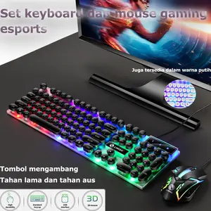 Keyboard+Mouse Set Gaming set Mechanical RGB led kable usb Paket keyboard gaming dan mouse/mouse keyboard gaming keyboard keycaps mechanical keyboard & mouse nirkabel tikus hijau Komputer Computer magicmouse Lampu