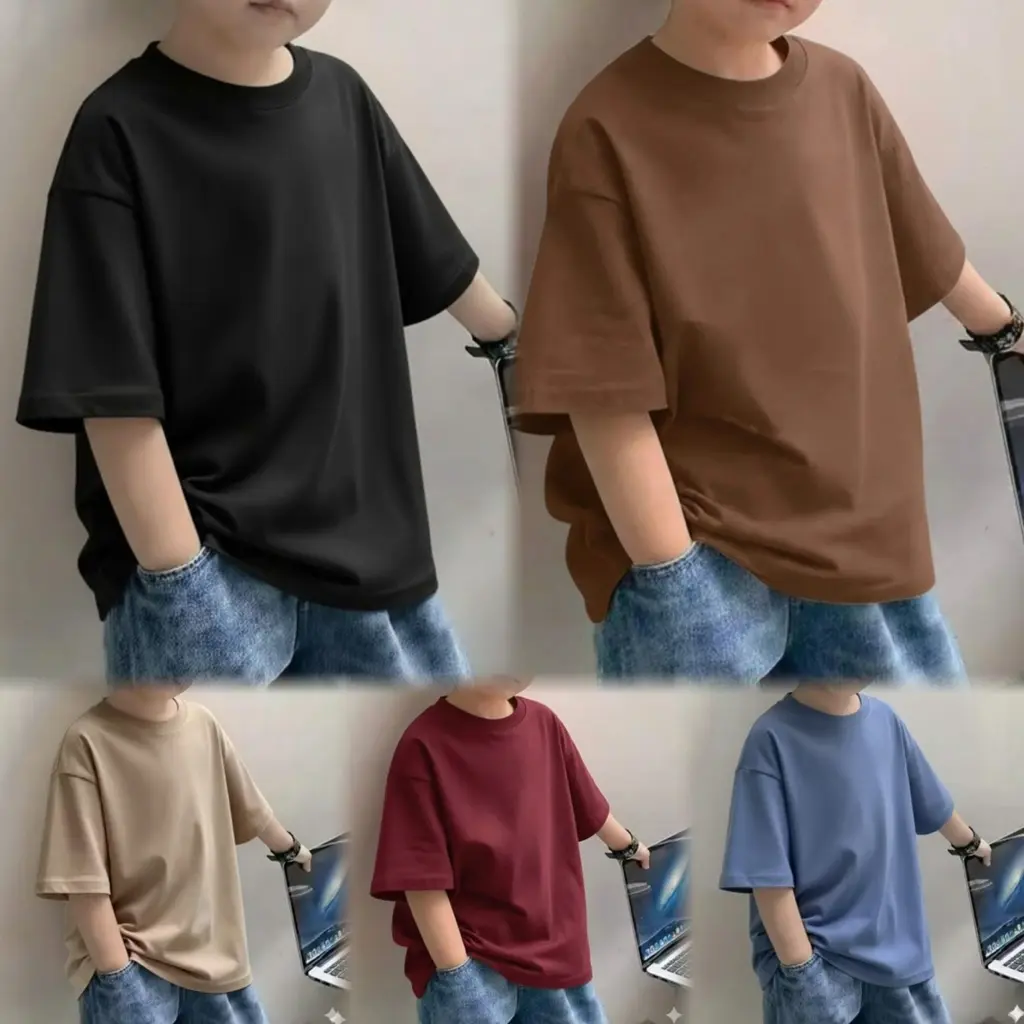 Kaos Oversize Polos Anak Laki-Laki Umur 3-14 Tahun
