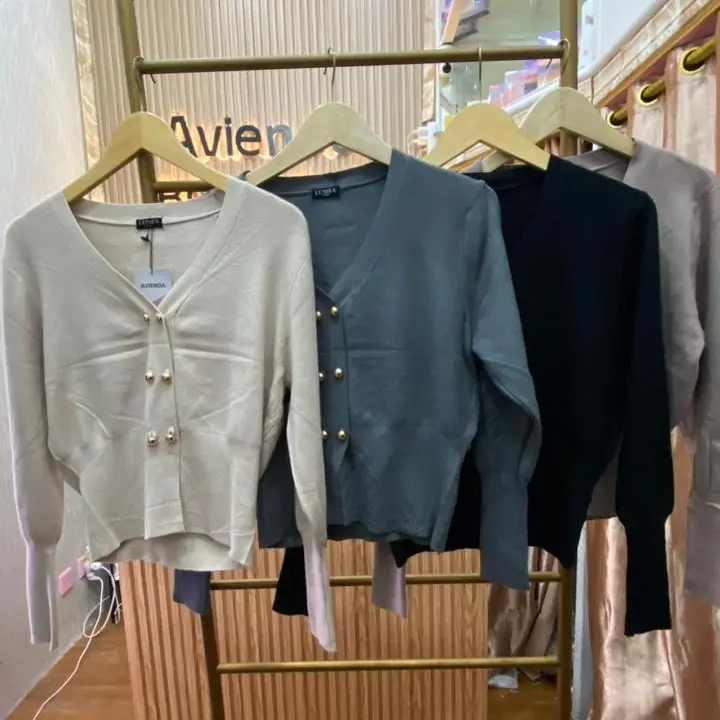 Lumea Fashion Cardigan RIB Kancing Emas