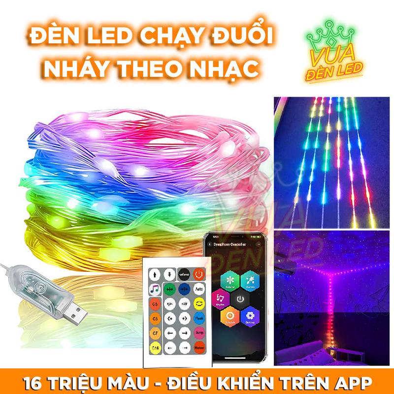  Dây Led Fairylight đuổi 16 triệu màu nháy theo nhạc đèn led dài 5 10 20 mét decor phòng. trang trí noel lễ tết sinh nhật điều khiển qua app điện thoại và remote 