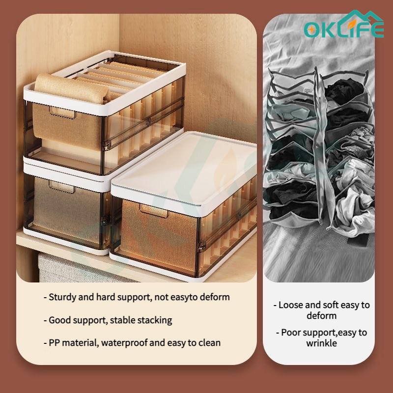 Product Introduction of [OKLIFE. SG]Foldable Clothes storage box/Stackable Plastic Storage Bins/with lid Wardrobe Clothes Organizer/Storage box 34