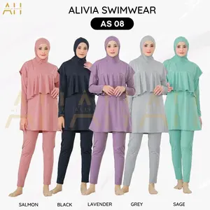 Alivia House - Alivia Swimwear AS08 Baju Renang Wanita Muslimah Swimwear Muslimah XL Black