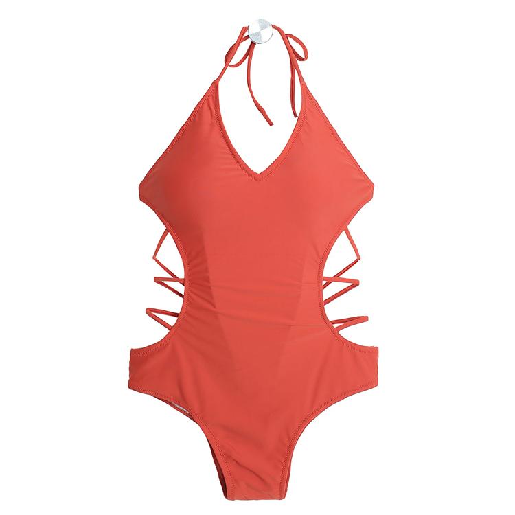 Product Introduction of Women's One Piece Swimsuit Neck Double Straps Crisscross Back Tie Bathing Suit 8