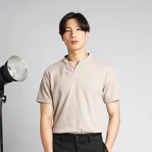 NAWLA - Waffle Shirt V Neck Atasan Pria Lengan Pendek