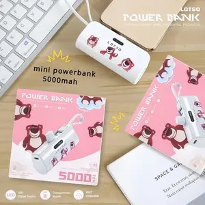 Mini PowerBank 5000mAh PD Fast Charging 2 in 1 Portable Kabel Charger Battery Power Bank Lightning for iPhone Type-C