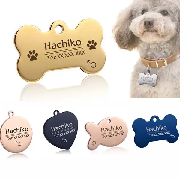 Free Engraving Pet Dog Tags Cat Tags  Pet Accessories Decoration Pet ID Tags Stainless Steel Cat Tag Customized Tag Dog Collar's Pendant