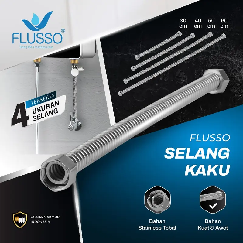 FLUSSO Selang Fleksibel Kaku Air Panas Dingin / Selang Water Heater Stainless ORIGINAL Jet 0