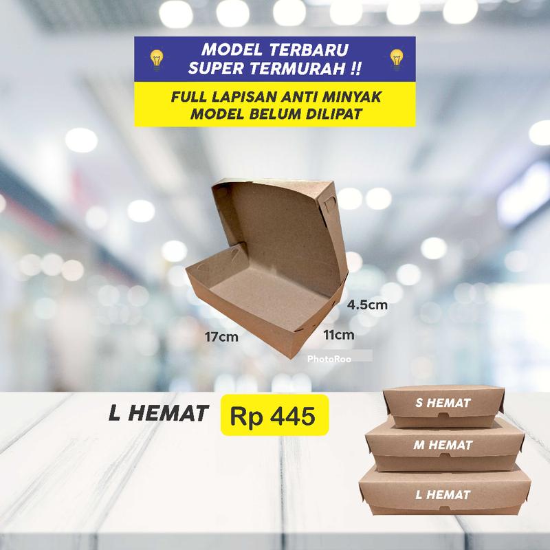 LUNCH BOX PAPER / KOTAK MAKAN / DUS KRAFT COKLAT TAKEAWAY / DUS NASI / KOTAK NASI 2