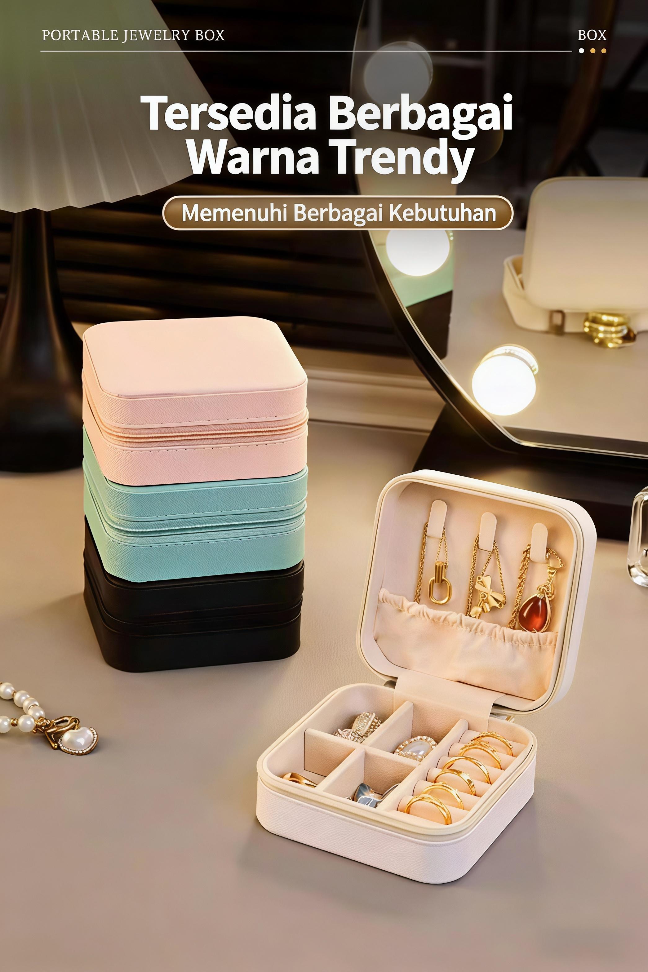 【Sam's Market】 Kotak Penyimpanan Perhiasan Portable dengan Desain Minimalis untuk Anting Cincin Box Kalung Gelang Fungsi Optimal dan Praktis