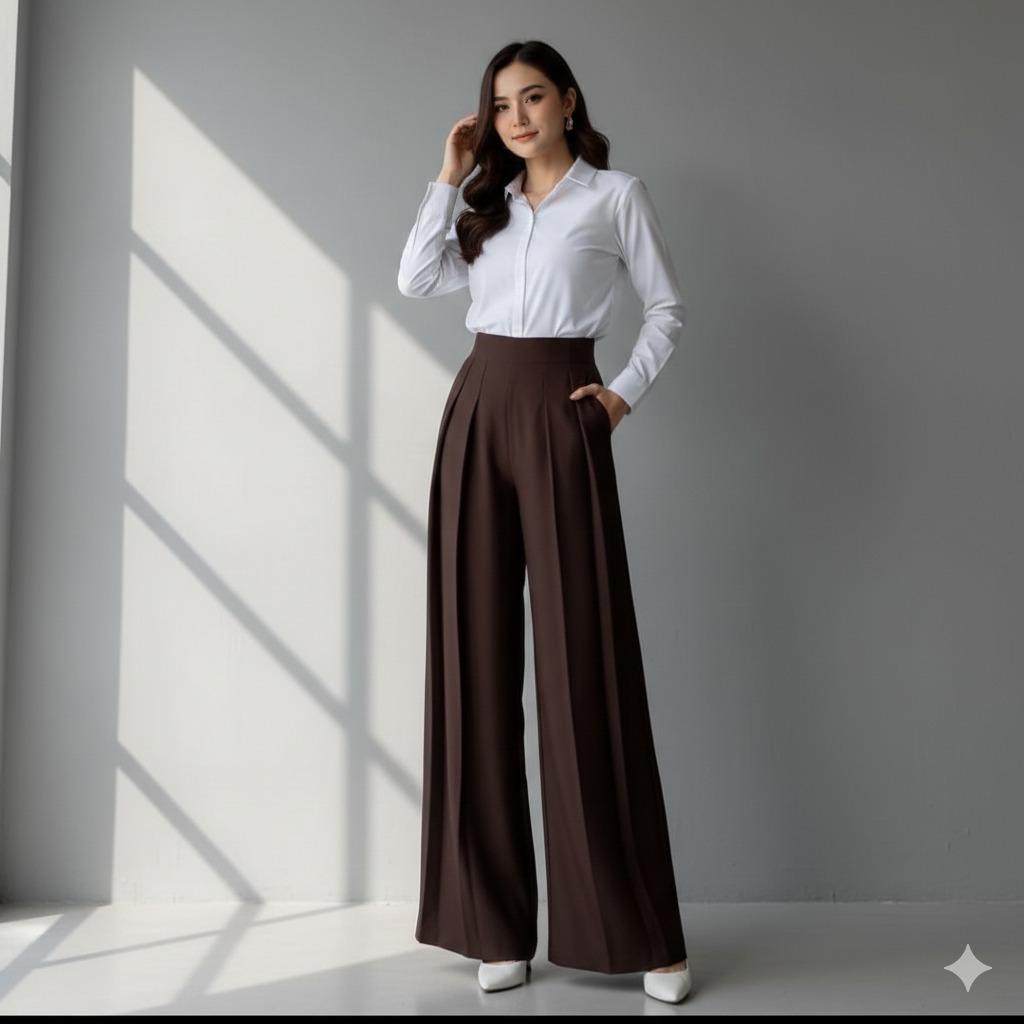 Lavie Pants - Culote Palazzo Highwaist Celana Panjang Wanita - Fashion Muslim kasual Trendy - Viral