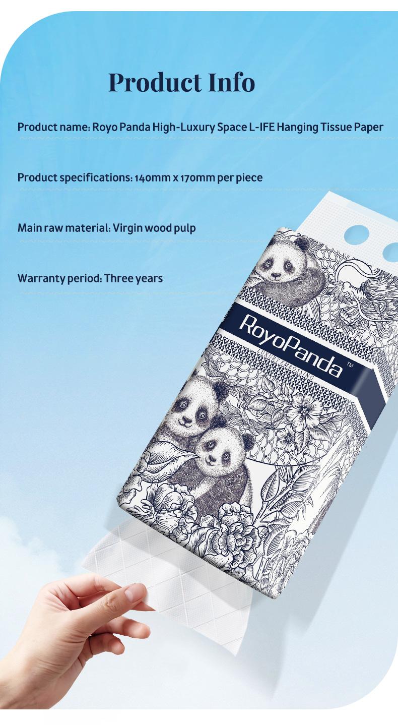 Product Introduction of [5 PCS]ROYO PANDA Tissue Hanging Tissue Soft Deluxe Tissue Facial Tissue Cheerful Tissue Comfortable Tissue Hanging Tisu 5000 Sheets 4 Lapis, 5 Pek 140*170mm, 1000 Helaian 15