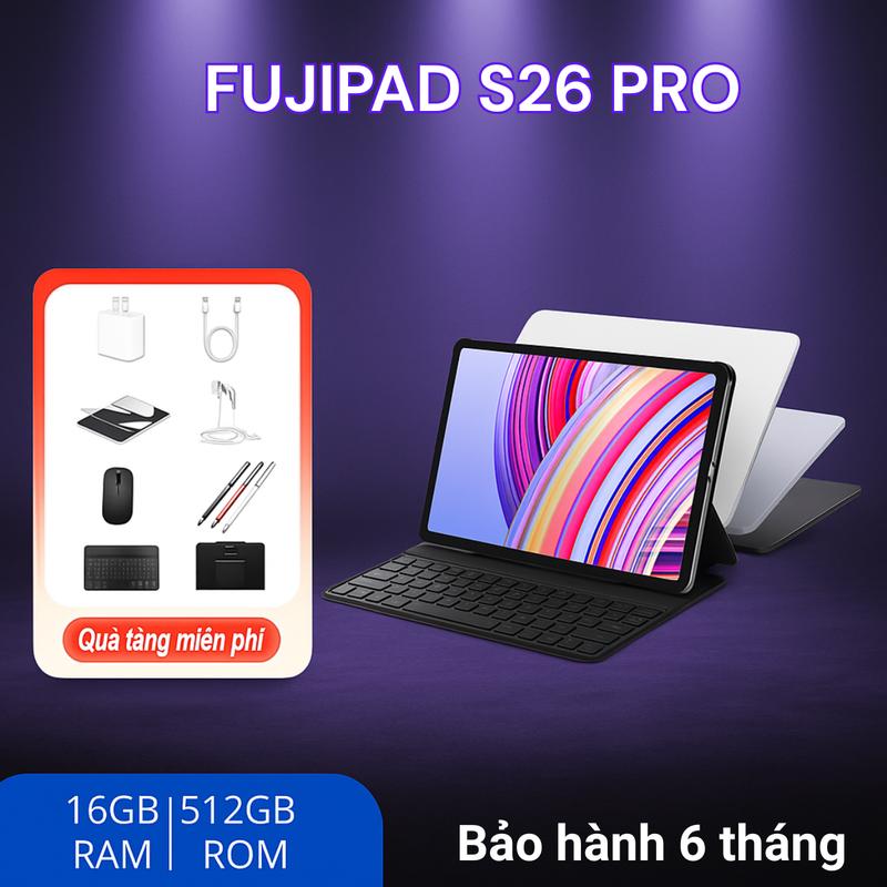 CH6 live Máy Tính Bảng S26 PRO – Màn Hình 10.1 Inch Chip Snapdragon 8 GEN 3 RAM 16GB+512GB Pin 8000mAh – Tablet Ipad Cho Sinh Viên Tặng Kèm Bàn Phím Chuột & Bút Không Dây 5GB