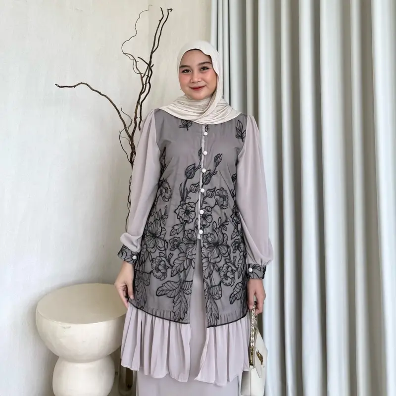 Stuffcisy Safwa Ready (MOTIF 3) Oneset Ceruti Puring Kondangan Lamaran Wisuda Daily Panjang Setelan Rok Terbaru Kondangan Rempel Formal Muslim Kancing Wanita Nyaman Ceruty 7