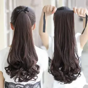 Ponytail Wig Untuk Anak Ekstensi Toupee Ponytail Pendek Keriting Bahan Sintetis Dengan klip