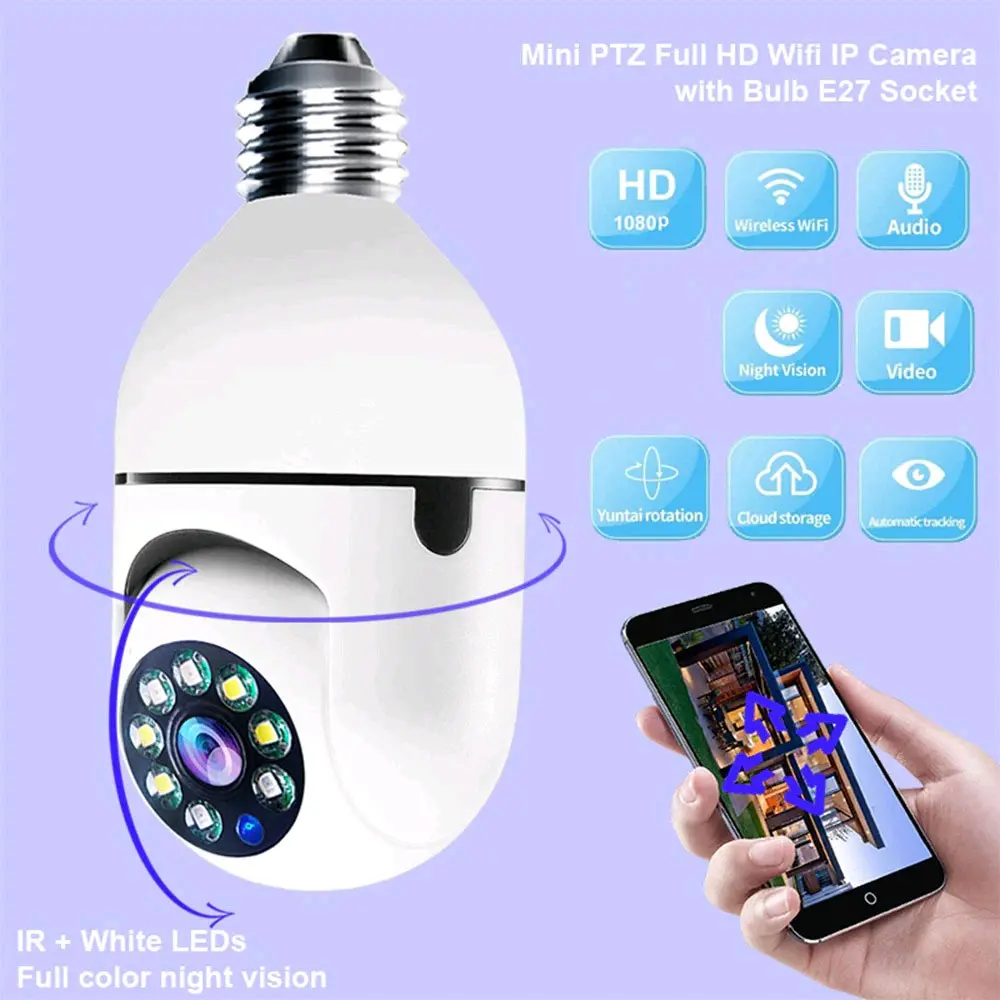 Yunyi CCTV IP Camera 1080P E27 Wireless Dual Light IR Sensor - YY012 - White