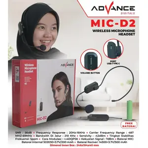 Advance Digitals Audio Wireless Microphone Headset D-2 Bergaransi Resmi 1 Tahun