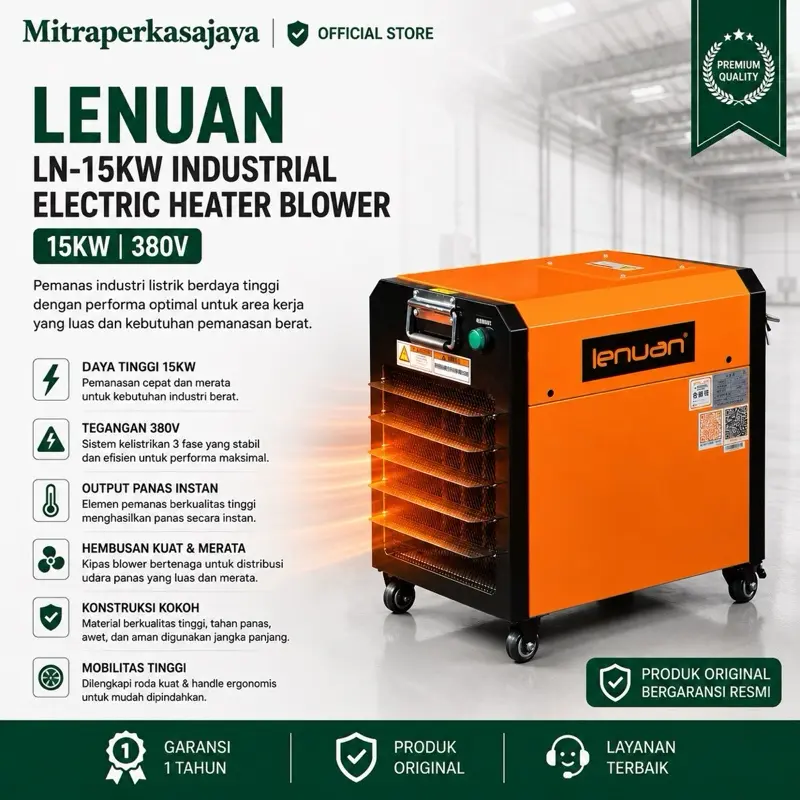 Mesin Pemanas Kandang Ayam Ruangan Gudang Workshop Hot Air Fan Industri Industrial Electric Heater Blower 15KW 380V 3 Phase