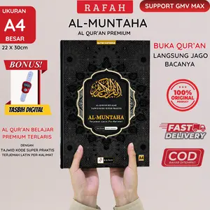 Rafah Al-Qur'an Al Muntaha Ukuran Jumbo A4 Isi Dua Warna Premium Terjemah Per Kalimat & Hadits Pilihan Bonus Tasbih Digital Hardcover Elegan Khat Madinah Rasm Usmani