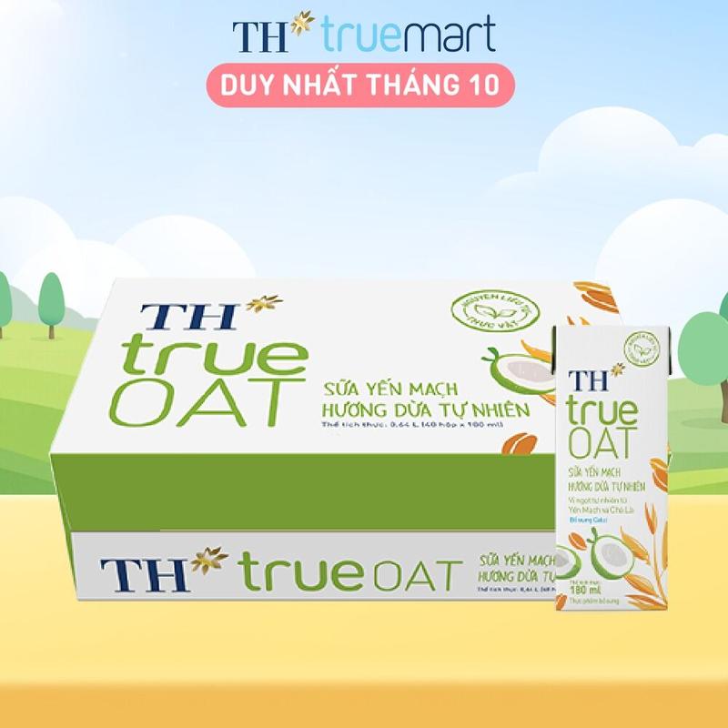 Thùng 48 hộp Sữa Yến Mạch Hương Dừa Tự Nhiên TH true OAT 180ml (180 ml x 48)