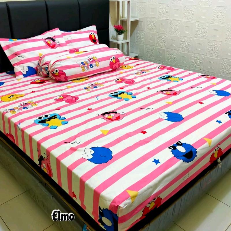 COD sprei saja ANTI GESER DOUBLE KARET homemade tanpa sarung bantal guling motif karakter kartun anak lucu ukuran 120*200 5