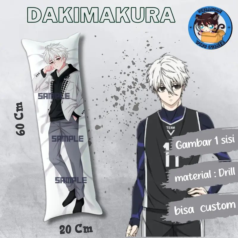 dakimakura / guling ukuran 20x60 cm nagi blue lock 0