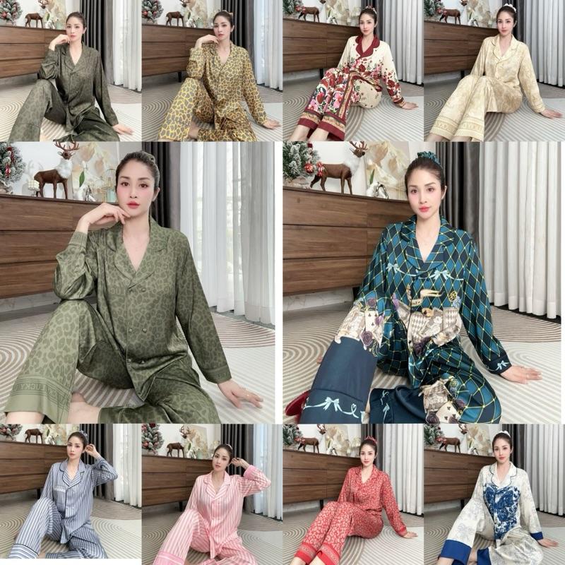 VEST LỤA LATIN SPECIAL 48kg-85kg -PIJAMA lụa special thiết kế hoạ tiết sang trọng,Women Quần Ngủ Nữ Nhung Nho Voi