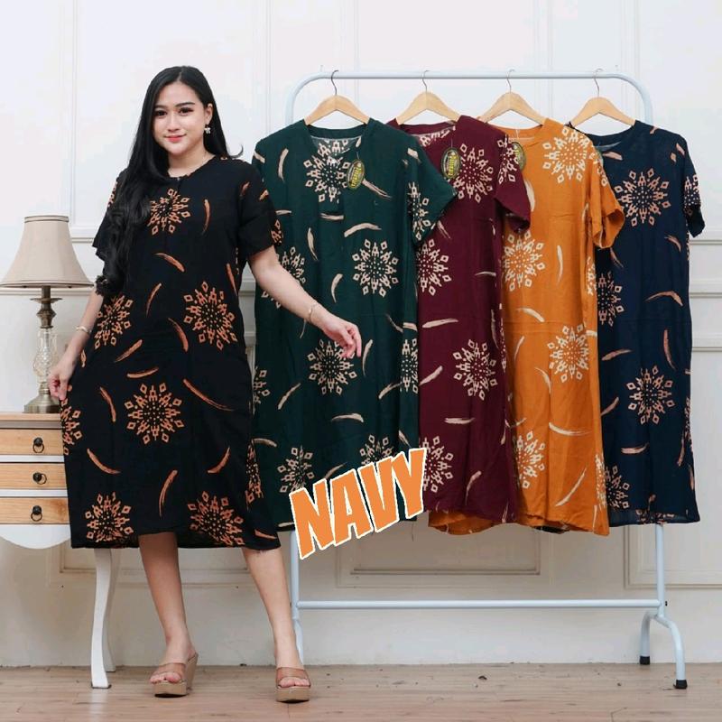 Daster  ANA  Lengan pendek  kekinian Dress ANA LD 110cm  Rayon  Santung  Daster full body  Nyaman dipakai  Busui  friendly Batik Motif rumahan 1