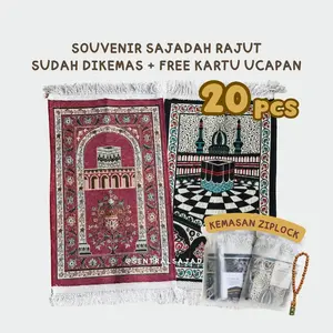 20pcs Sajadah Rajut Mini Ukuran 35x55cm Bahan Halus souvenir Umroh Haji Tahlik Warna Random