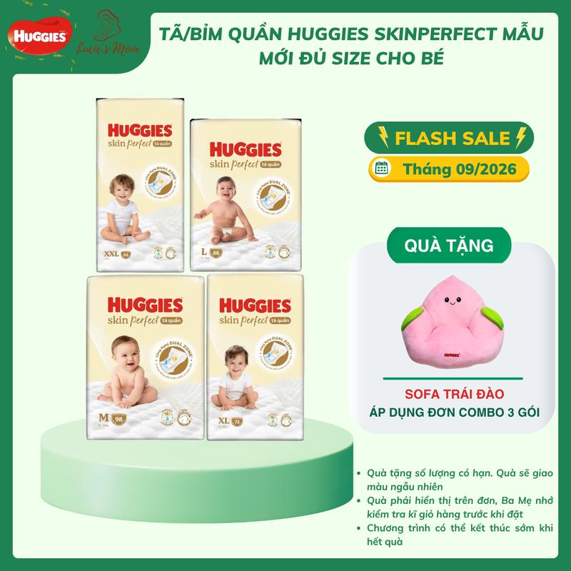 [MUA 3 GÓI TẶNG SOFA ĐÀO] Tã/Bỉm Quần Huggies SkinPerfect Với 2 Vùng Thấm Riêng Biệt Size M/L/XL/XXL - Lucie's Mom