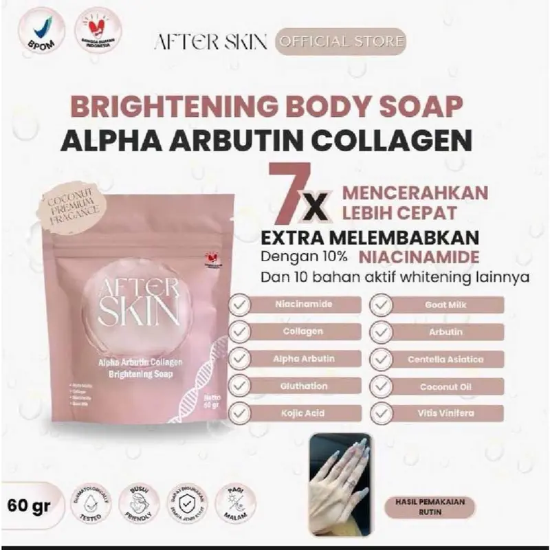 [ BELI 5 PCS LEBIH HEMAT ]Gratis Ongkir Sabun Pemutih After Skin Alpha Arbutin Collagen - Dapatkan 5pcs - Pewangi, Soap Mandi Mencerahkan 2