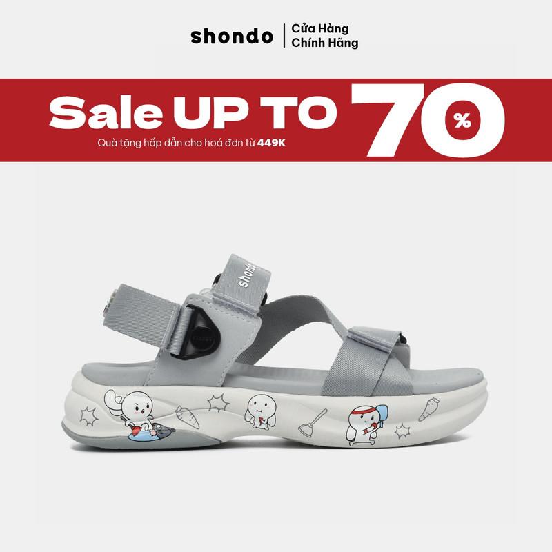 Giày Sandal Nam Nữ F8B Thỏ 7 Màu Khoá Xoay Màu Xám Shondo F8B0020