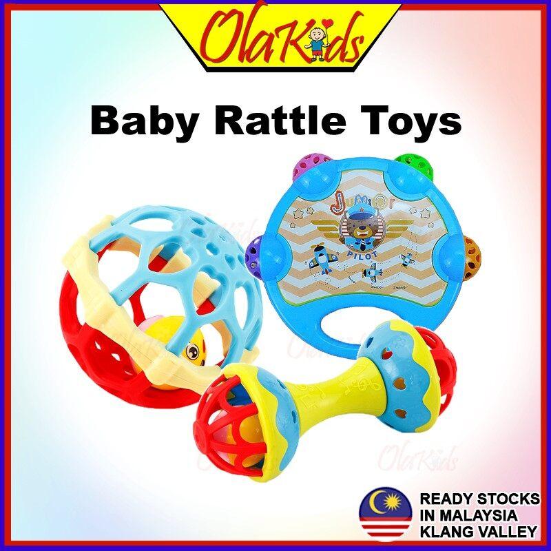OLAKIDS Baby Rattles Toy Ball Ring Dumbbell Silicone Trainin - TikTok ...