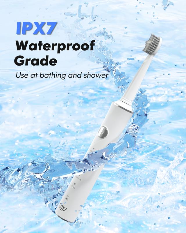 JTF Sonic Electric Toothbrush for Adults - Rechargeable Electric Toothbrushes with 6 Brush Heads, 3 Hours Charge for 120 Days braces  electric 6