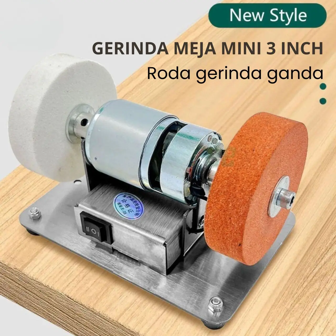 Mini Mesin Gerinda Duduk Stand Holder Mini Grinda Meja Kasar dan Halus Mata Gurinda Poles Batu Asah