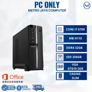 PC RAKITAN I7 GEN 6 RAM DDR4 32GB SSD 256GB VGA GT610 2GB CASING SLIM SIAP PAKAI
