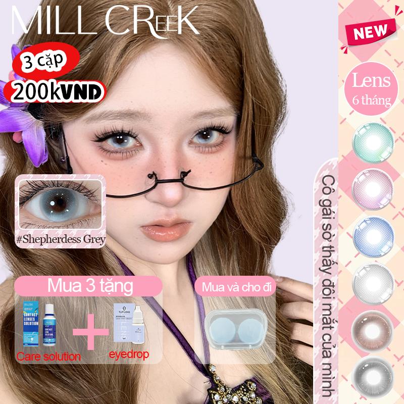 Kính áp tròng màu Mill Creek 1 cặp 2 kính áp tròng màu nâu xám xanh lam và xanh lá cây tự nhiên có giá trị trong 6-12 tháng có thể được đeo hàng ngày thích hợp để trang điểm có độ cận thị từ 0 đến 8,00