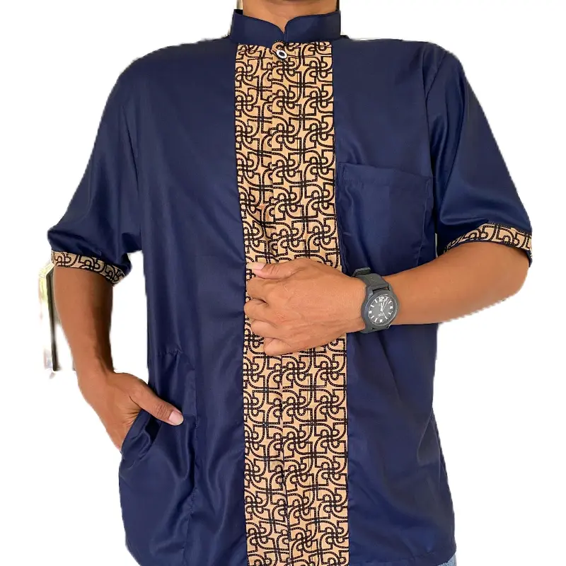 Baju Koko Jumbo Lengan Pendek Kombinasi  Dewasa Nyaman Toyobo 6