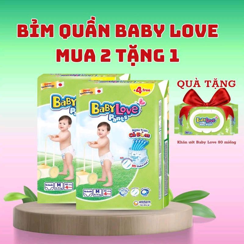 [Combo 2 Bịch] Tã quần BABY LOVE M48+4/L48+4/XL48+4/XXL48+4/3XL33+2/4XL33+2/5XL33+2 cho bé