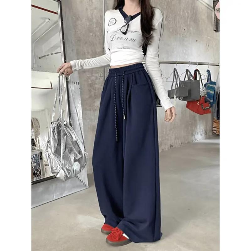Product Introduction of Cotton and linen casual pants elastic waist drawstring wide leg pants autumn loose slim pants straight pants mopping pants 3