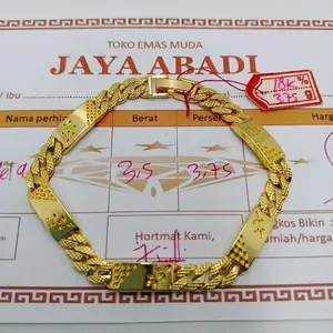 GELANG TANGAN WANITA MOTIF FLAT PADI EMAS MUDA 3,75GR FREE SURAT