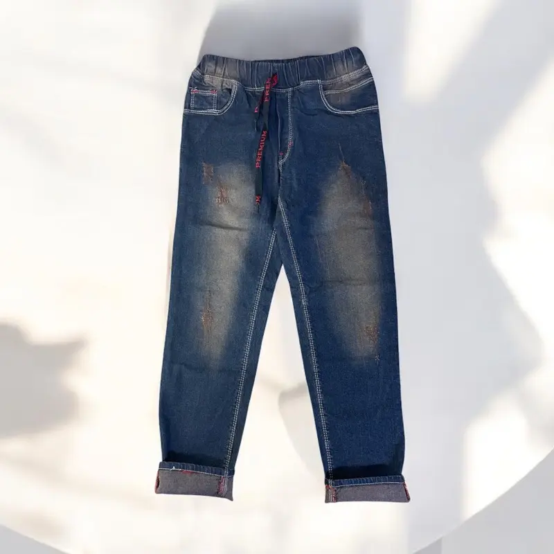 Emteey Celana Jeans Sobek Anak Soft Jeans Lembut Melar Size 1-14 Tahun Fashion Denim Bahan Nyaman Pinggang Karet Model Trendi - Bayi 5