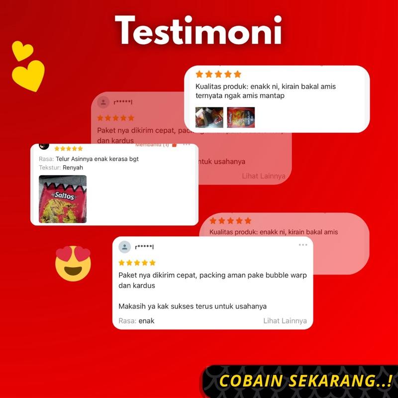 Saltos Salmon Skin 1 Salted Egg + 1 Balado Pedas Paket Hemat Snack Makanan Ringan