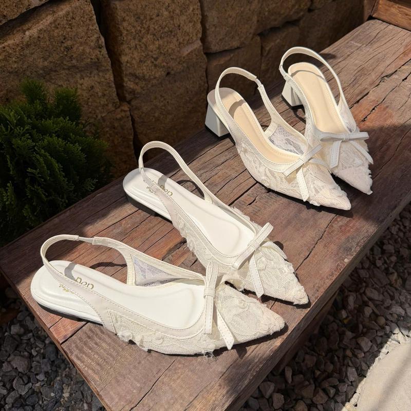 Chị Đẹp Store - Giày Cao Gót Lưới Hoa Hồng 7-9p, Giày Sục Búp Bê Lưới Ren Hoa Sang Trọng U137 Shoes Nữ