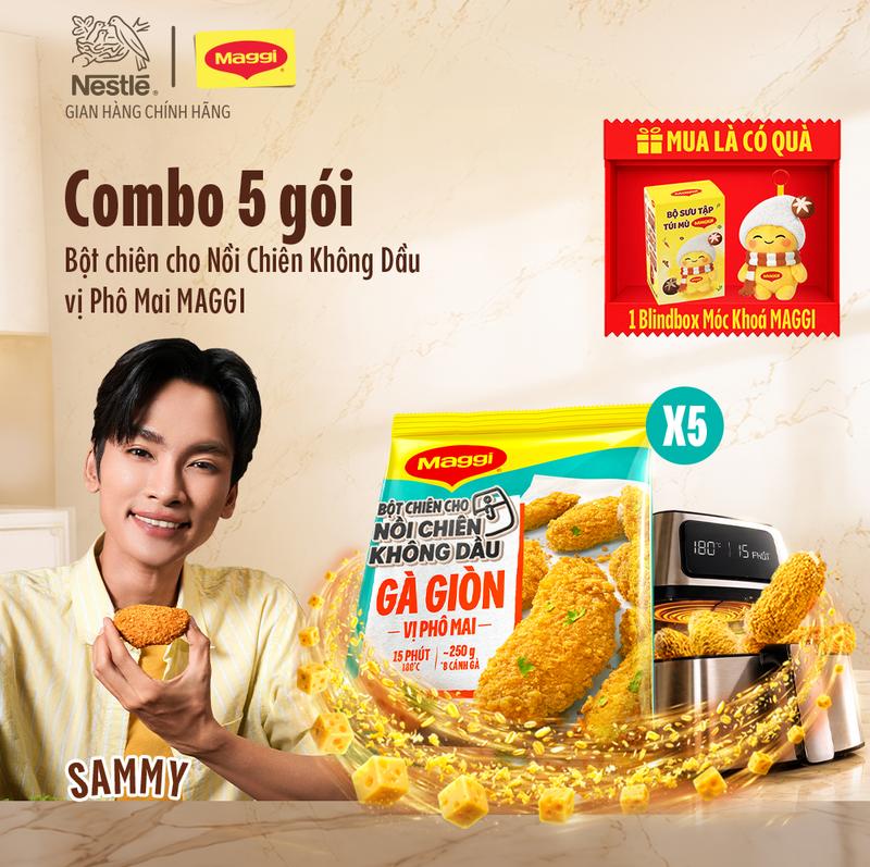 Nestlé VN Combo 5 bịch Bột chiên cho Nồi Chiên Không Dầu vị Phô Mai MAGGI gói 40g - Vỏ ngoài GIÒN RỤM, bên trong mọng mềm