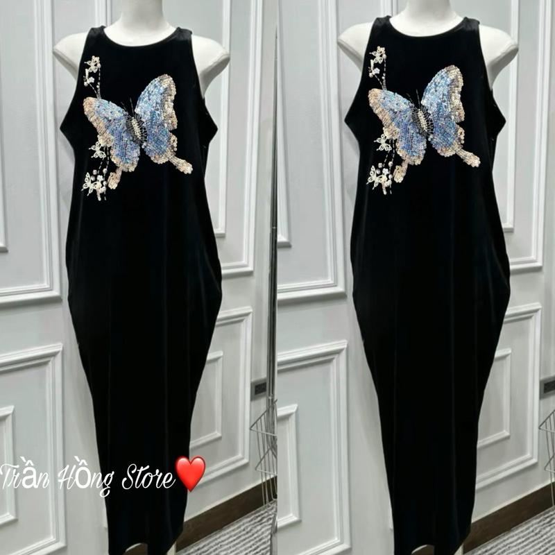 Váy Nhung Hàn_kết Bướm Xanh