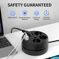 Gambar [Garansi dua tahun] VOKSEL CABLE 2500W Soket Listrik Bundar Standar Eropa 8in1 Power Strip Power Socket 4 Soket + 2 USB + 2 Type-C Kabel 2m Dapat Ditarik, Bahan Tahan Api - Hitam 3Soket+3USB 2m dari KOPIFUDI20SHOP Kota Administrasi Jakarta Barat 4 Tokopedia