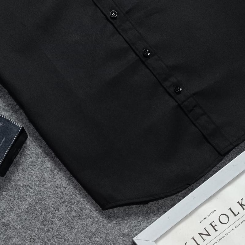 Kemeja Pria Slimfit Lengan Pendek [HITAM] Katun Twill Premium Casual/Formal Basic Kantor Distro by Gudangkemejaid 1